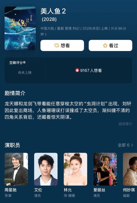 周星驰《美人鱼2》杀青八年了 上映仍遥遥无期